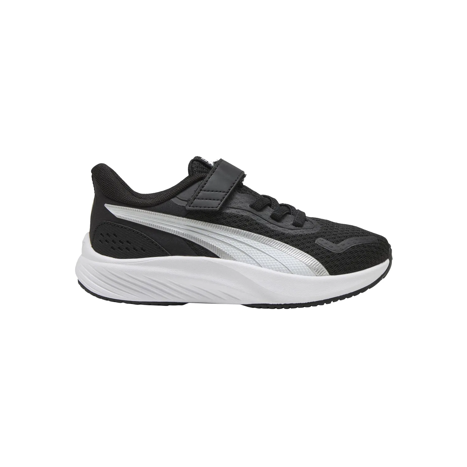 Детские кроссовки с липучками Pounce Lite Puma, Schwarz / Weiss / Silber — фото 2