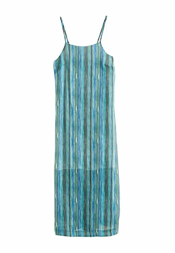 Платье миди с разрезом 2-в-1, полосатое, Tall fit - 2 in 1 sheer skirt midi dress - maxi dress, Next Stripe, синий — фото 2