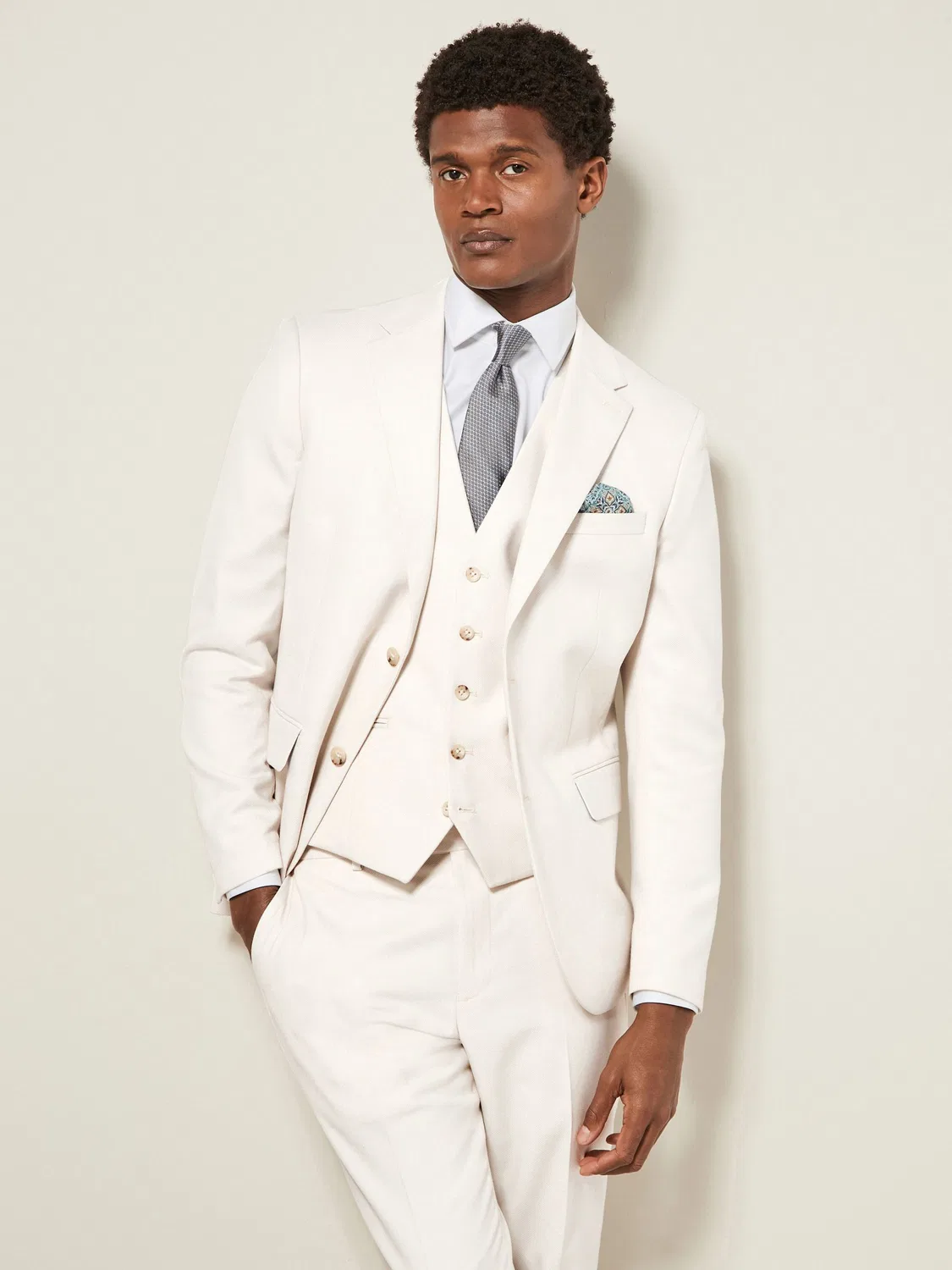 Пиджак костюмный Slim Fit Textured Next, экрю