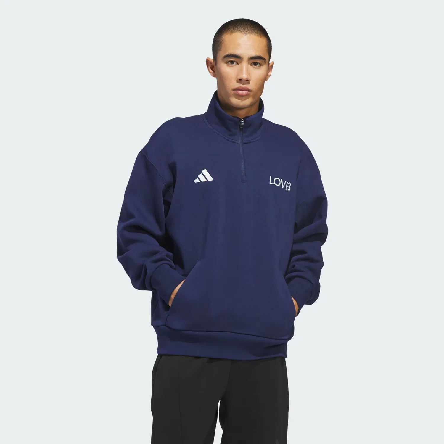 Детская толстовка на молнии свободного кроя LOVB Fleece Graphics Adidas Sportswear, темно-синий — фото 3