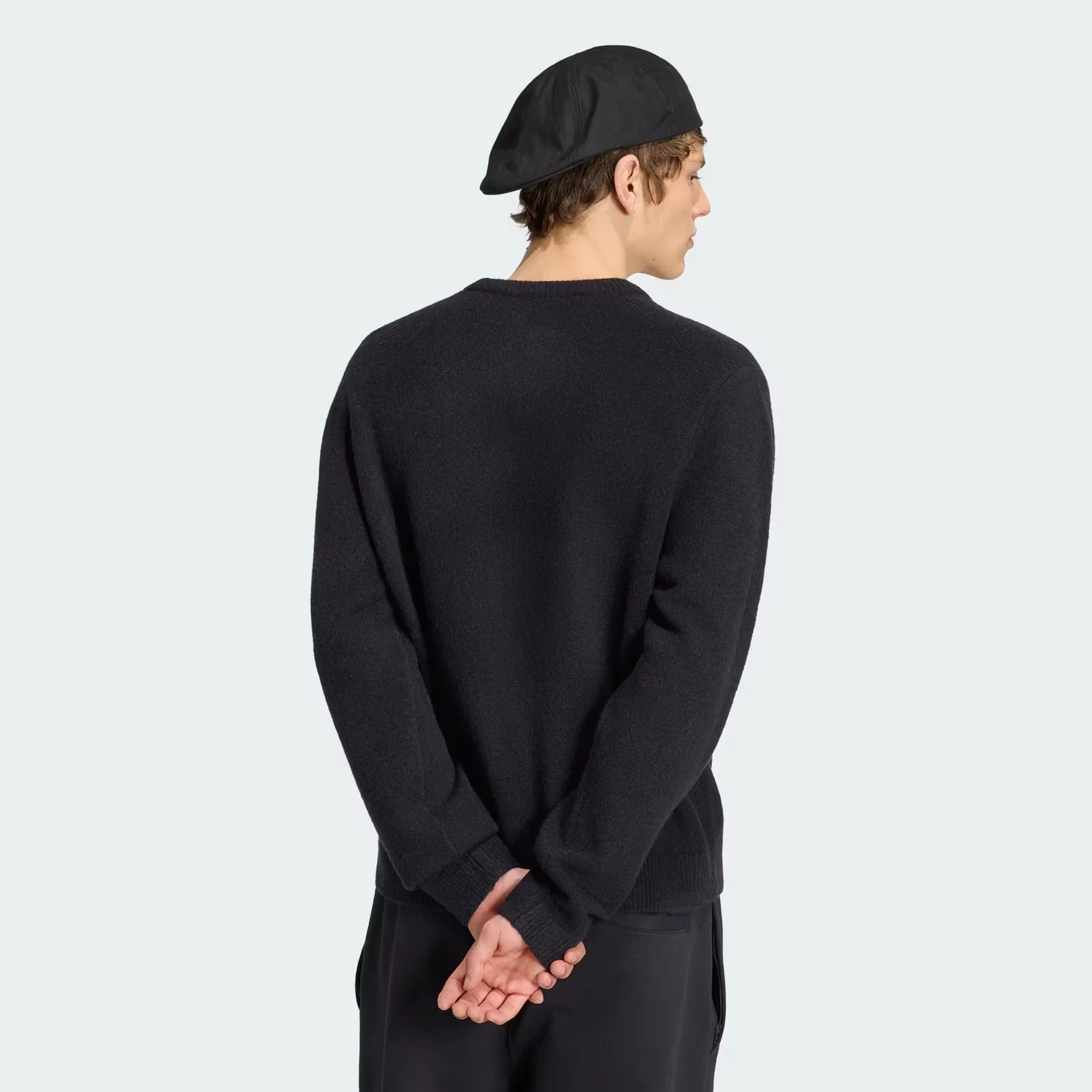 Мужской вязаный свитер с круглым вырезом Trefoil Essentials Adidas Originals, черный — фото 3