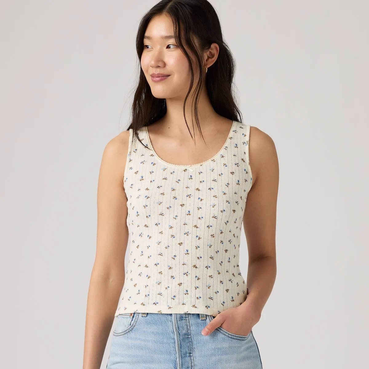Милый топ без рукавов Levi's, Marseilles Ditsy Egret - Multi-Color