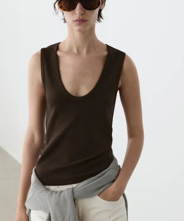 Майка-безрукавка V-образный вырез Massimo Dutti