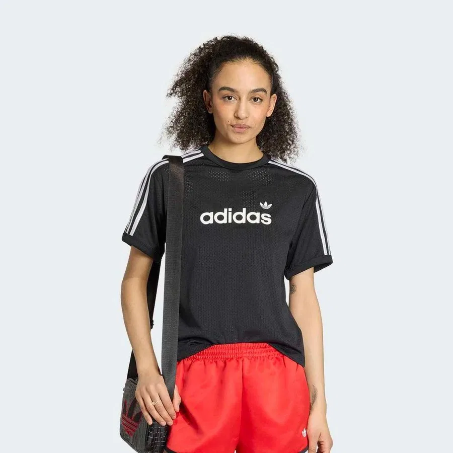 Женская футболка с принтом Lineaer File, adidas, Черный — фото 3