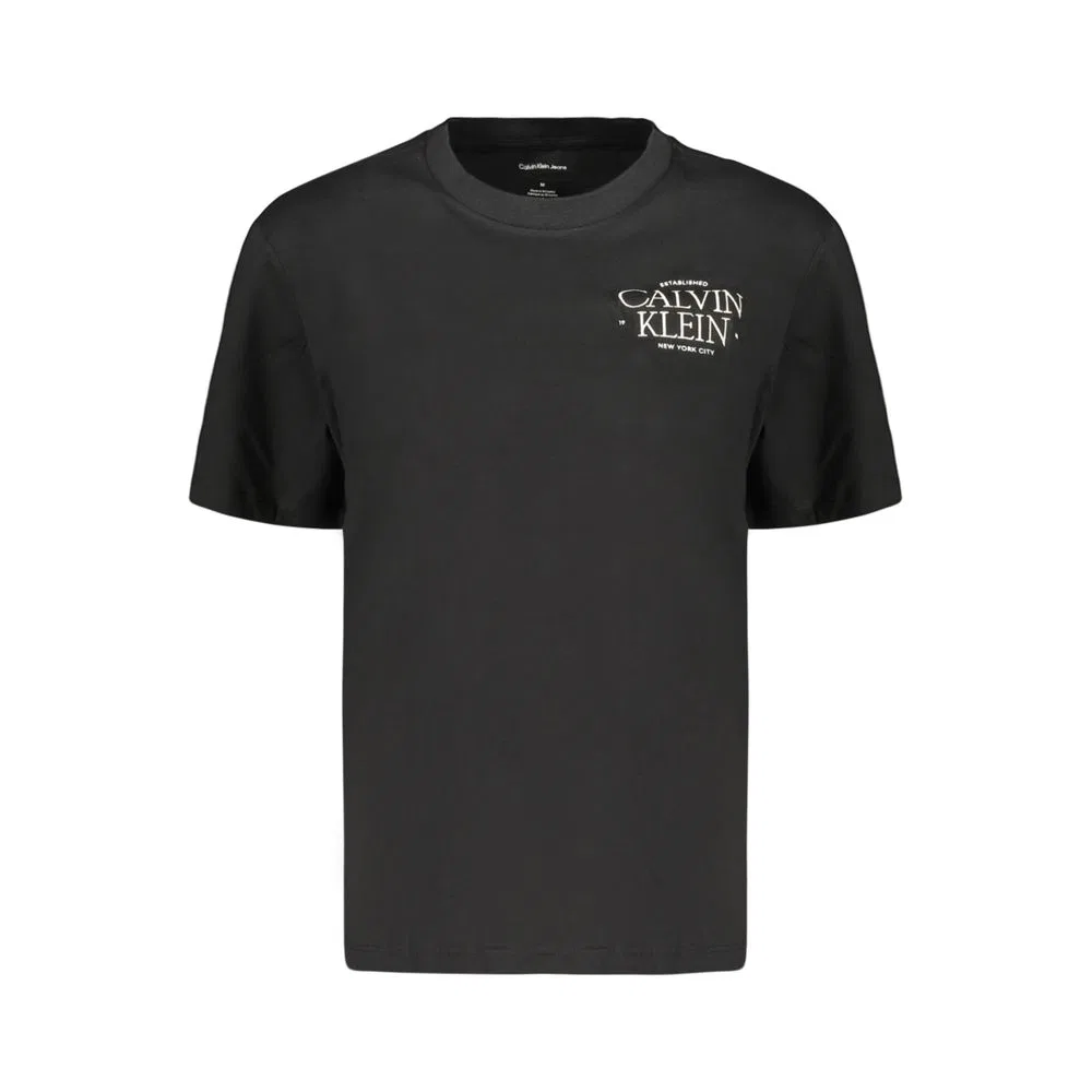 Женская футболка с вышивкой и логотипом, хлопковая, Black Cotton Women's T-Shirt, Calvin Klein, Black