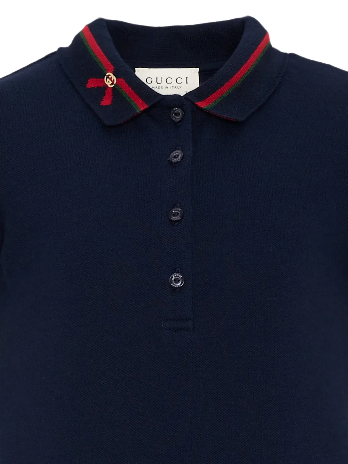Рубашка поло с логотипом Interlocking G и отделкой Web Gucci Kids, синий — фото 3