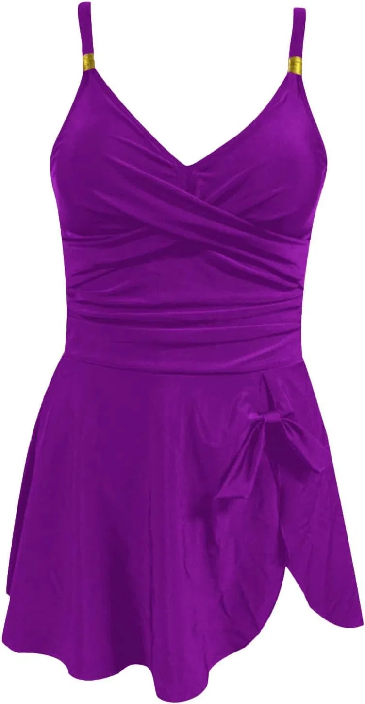 Женский цельнокроеный купальник с запахом и контролем живота Criss Cross, Purple — фото 4
