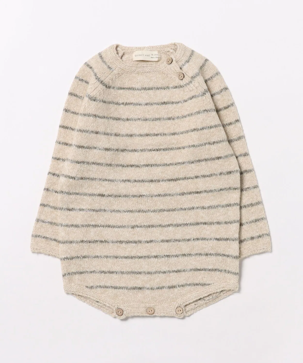 Детский боди-комбинезон с принтом Riggens Romper Basil Stripe Quincy Mae, Beige
