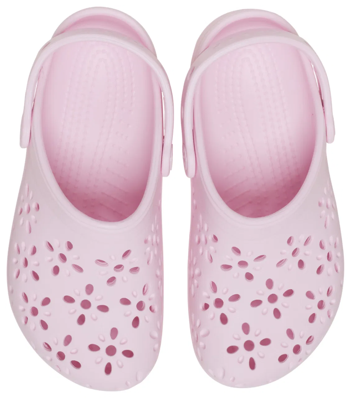 Детские сабо с цветочными вырезами Crocs, цвет Pink Milk — фото 4