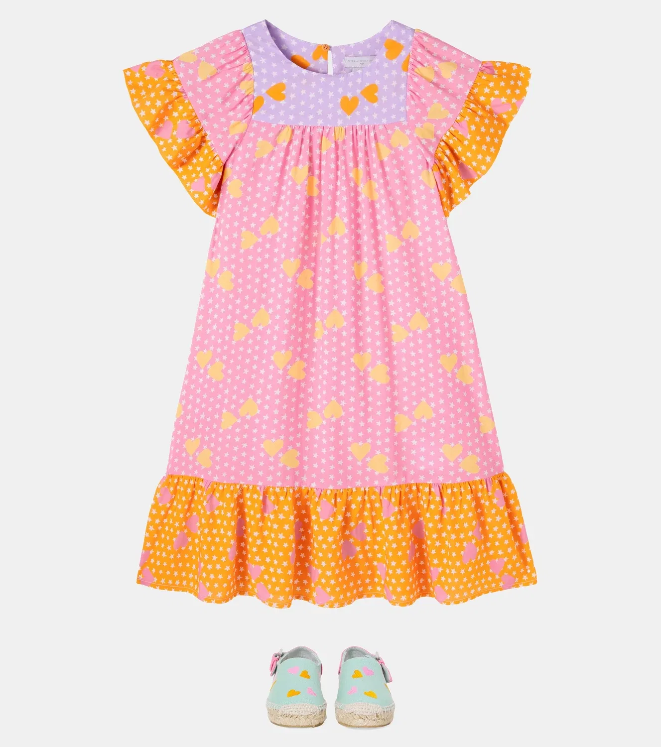 Платье в стиле колорблок с принтом Stella Mccartney Kids, розовый — фото 2