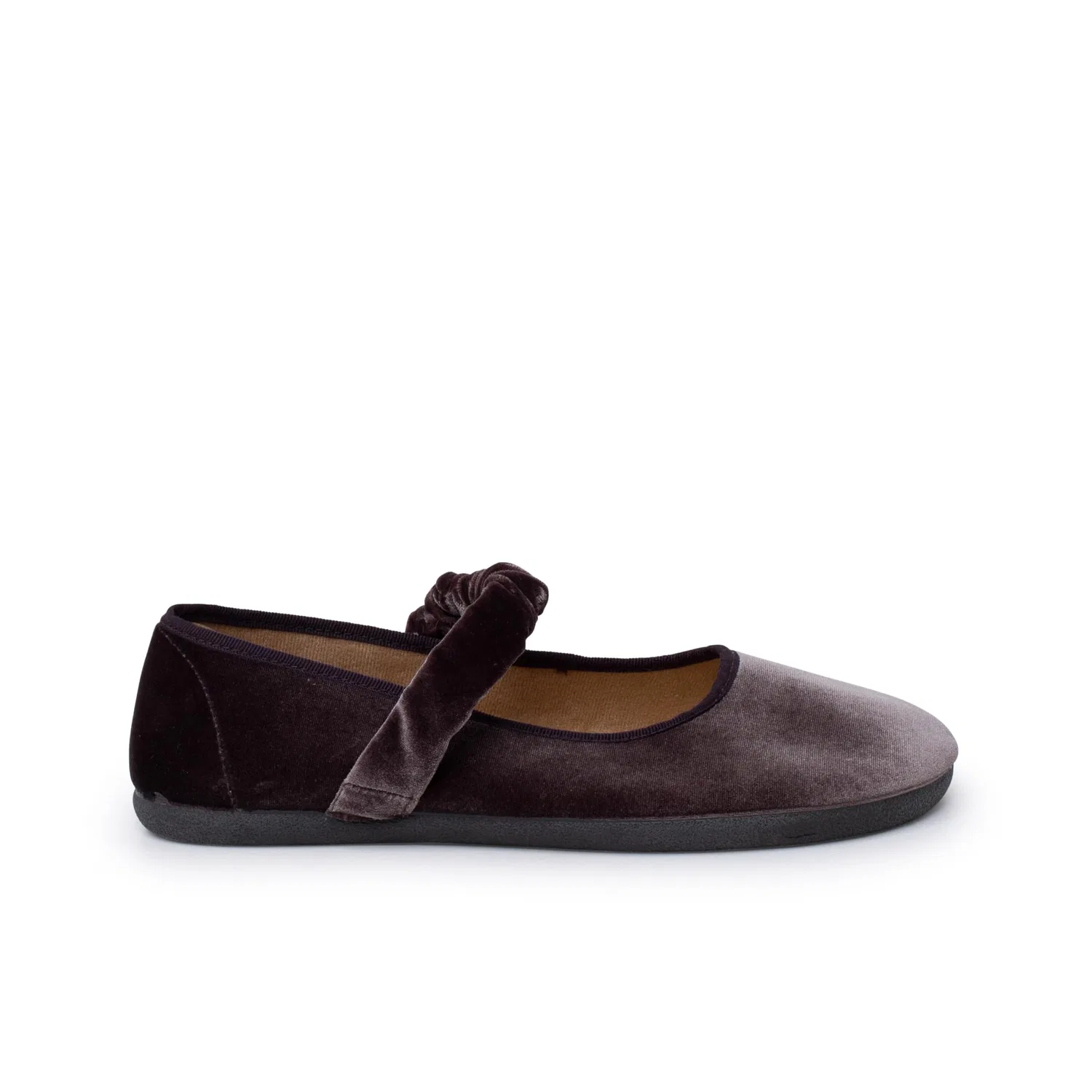 Детские балетки для девочек с бархатом Barefoot Velvet Flats with Gathered Strap Pisamonas, Grey