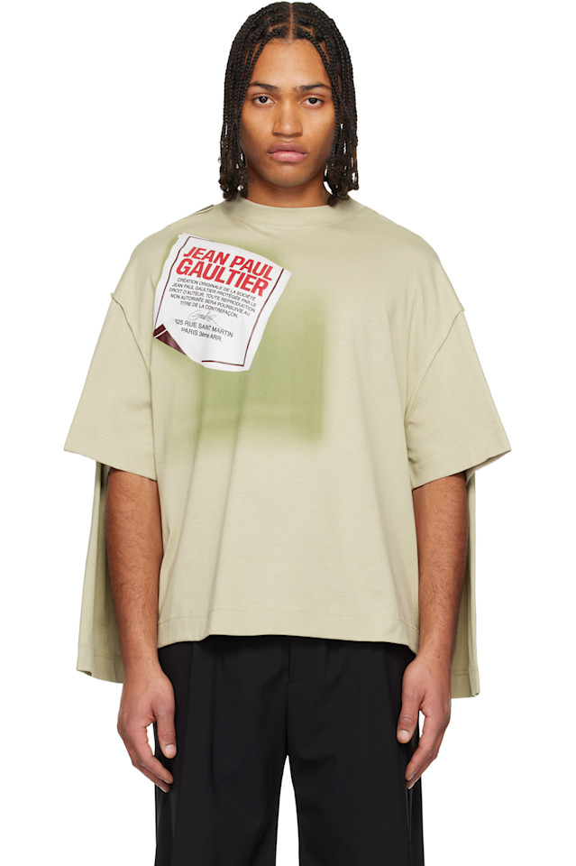 

Jean Paul Gaultier Зеленая футболка с двойным вырезом "The Gaultier Label"