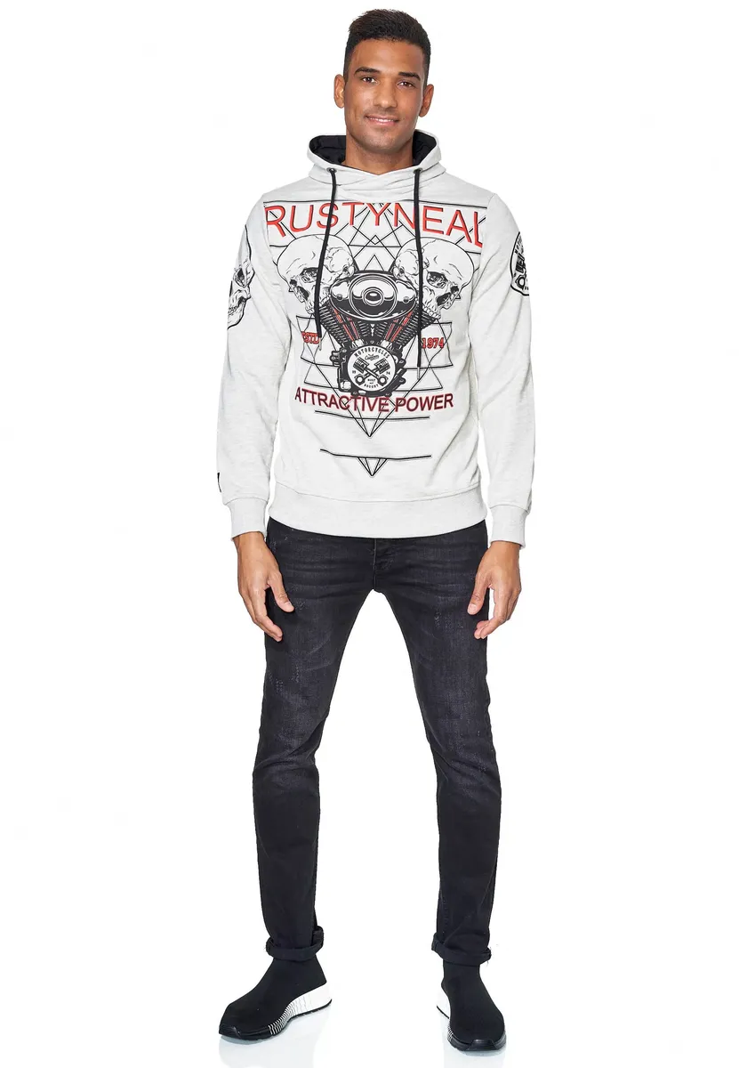 

Толстовка с капюшоном Rusty Neal " Rusty Neal Sweater", с принтом "рок", серый