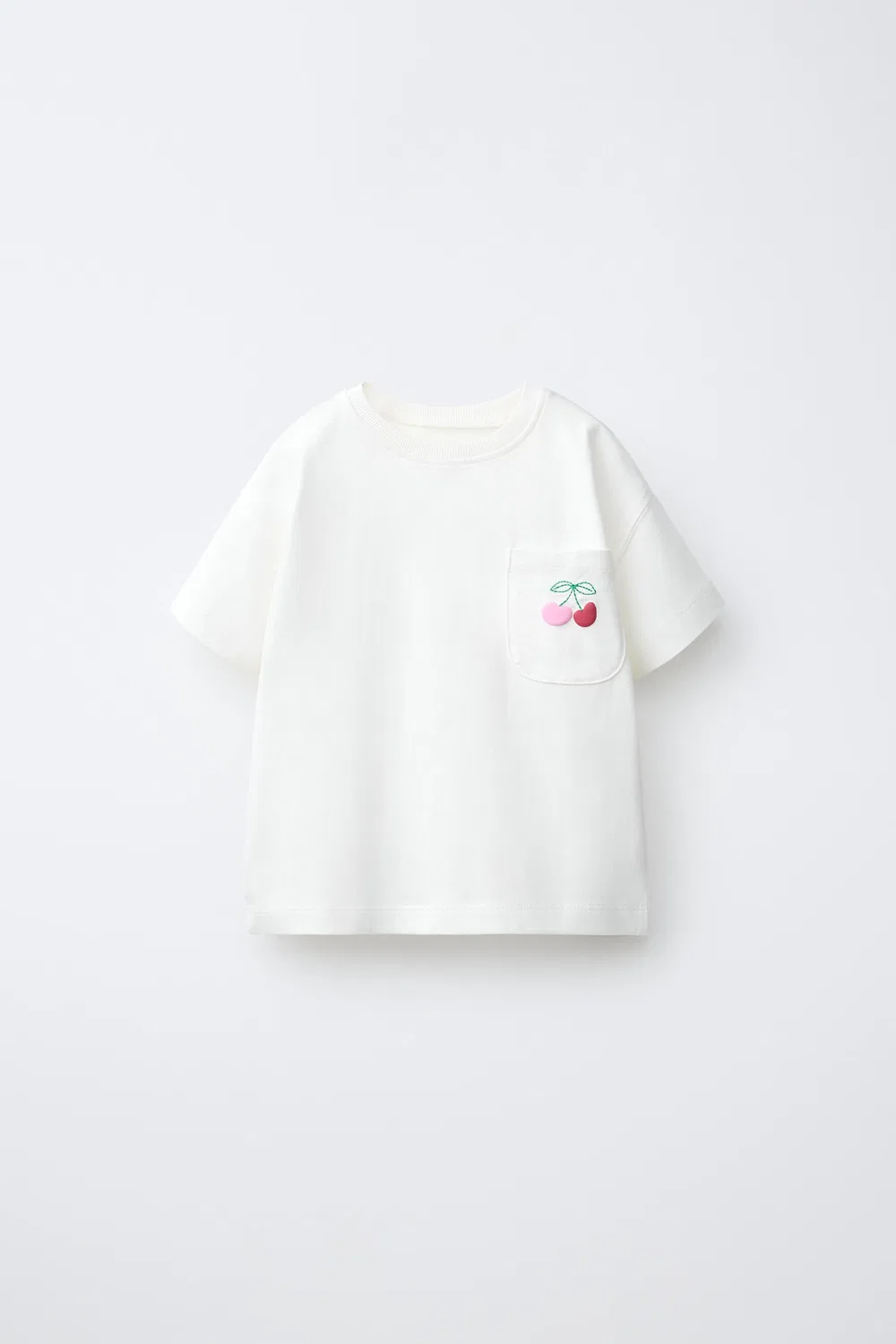 Футболка с вышитым карманом ZARA, White