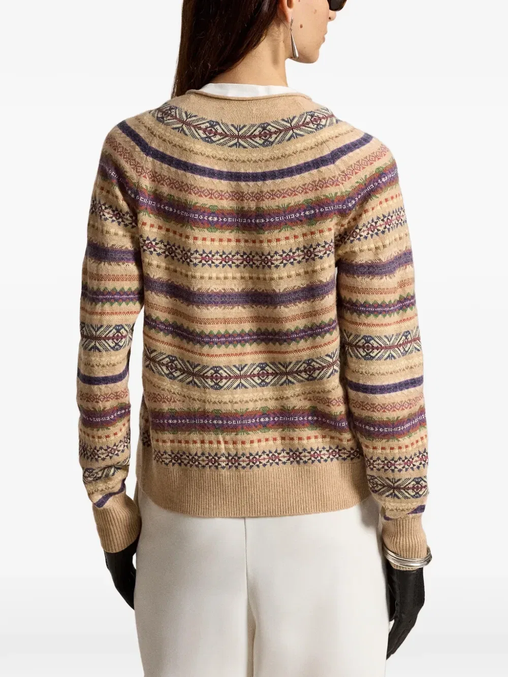 Кардиган из смесовой шерсти с узором Polo Ralph Lauren, бежевый — фото 4