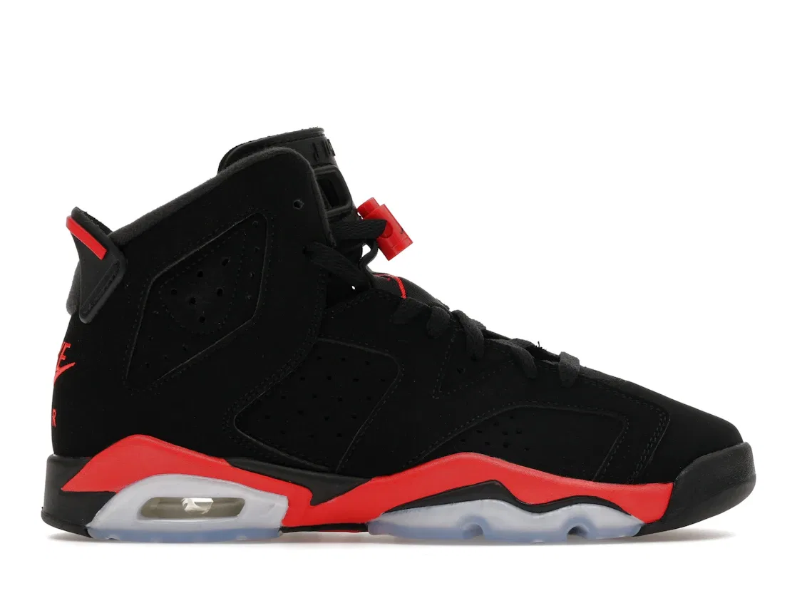 Детские кроссовки с контрастными акцентами Jordan 6 Retro Reverse Infrared GS, Black/Light Crimson