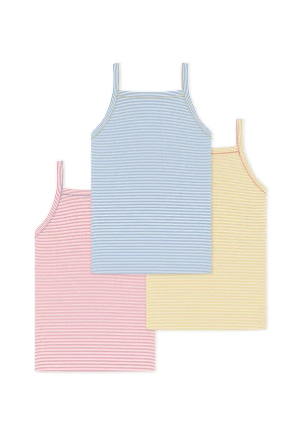 Комплект из 3 маек Petit Bateau, синий/желтый/розовый — фото 2