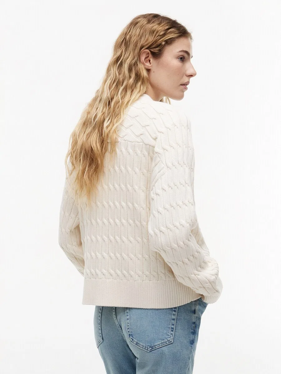Вязаный кардиган TOMMY HILFIGER 'Cable Oversized' цвета слоновой кости — фото 4