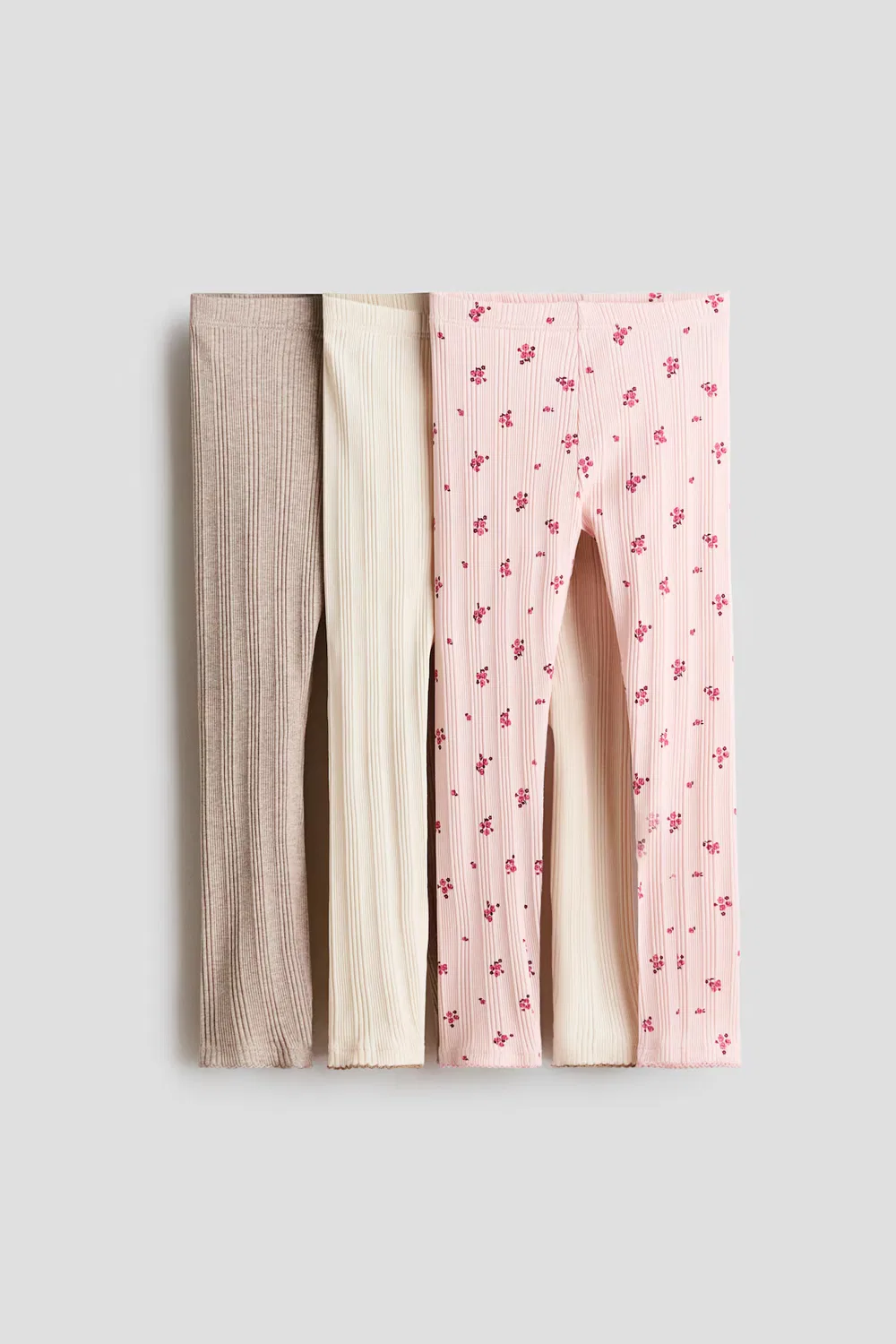 3 хлопковых леггинса в упаковке H&M, Hellrosa/Geblümt