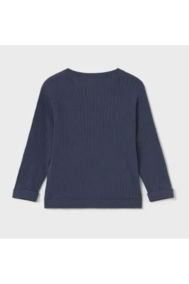 Детский жаккардовый вязаный кардиган для мальчиков Mayoral, Navy Blue — фото 3