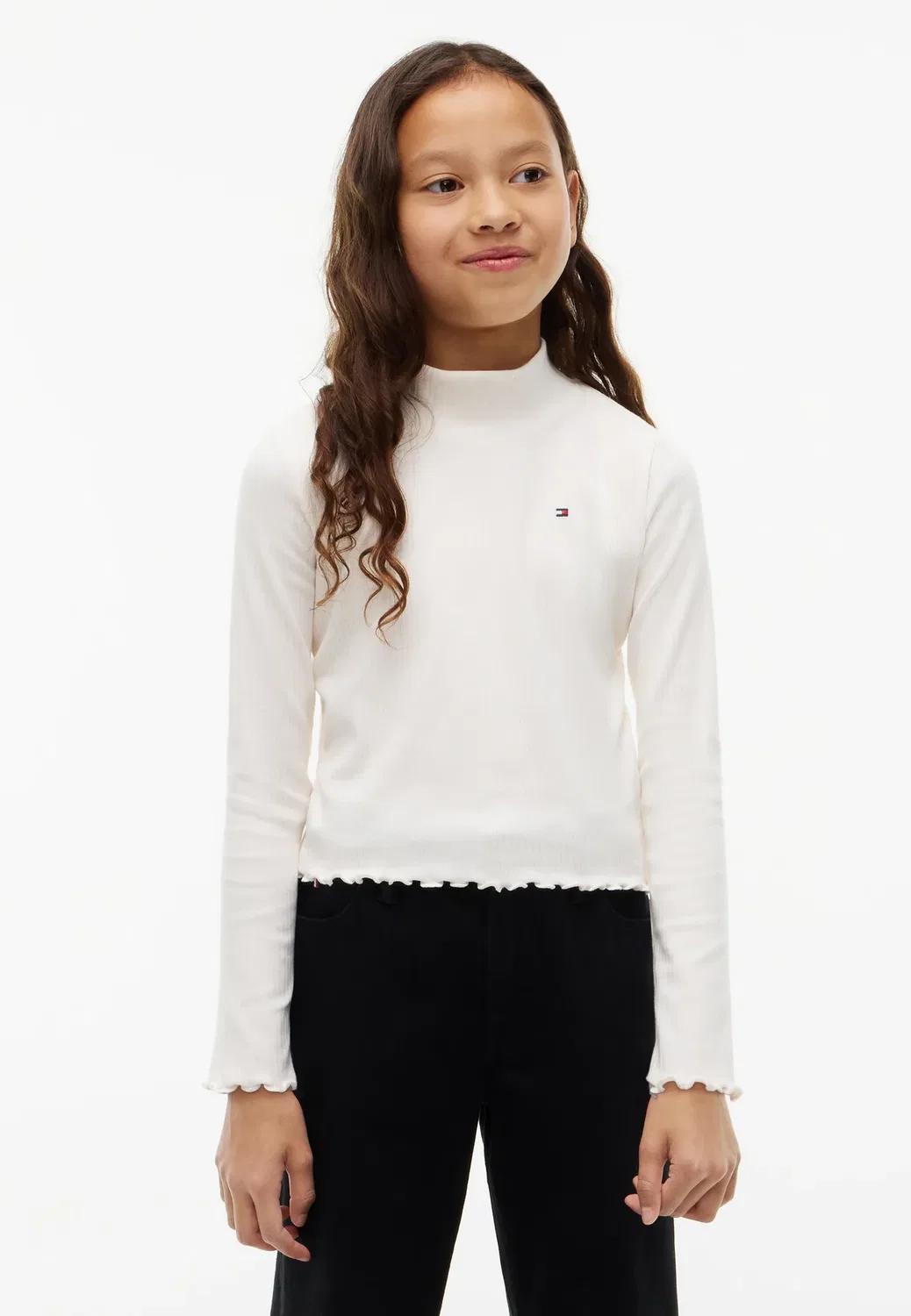 Топ с высоким воротником и длинными рукавами Tommy Hilfiger, Off White