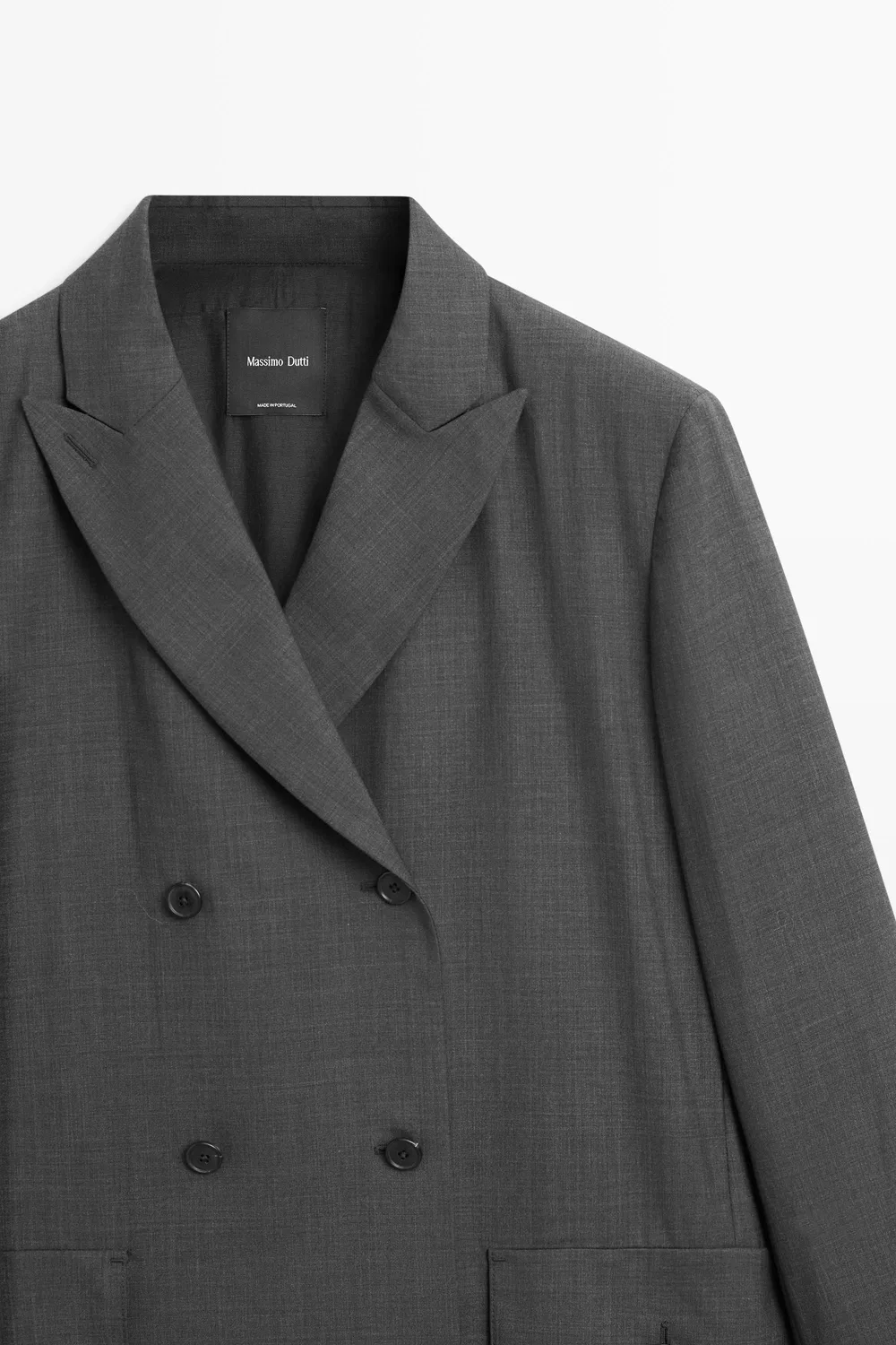 Блейзер Massimo Dutti Double-Breasted With Pocket Detail, темно-серый — фото 4