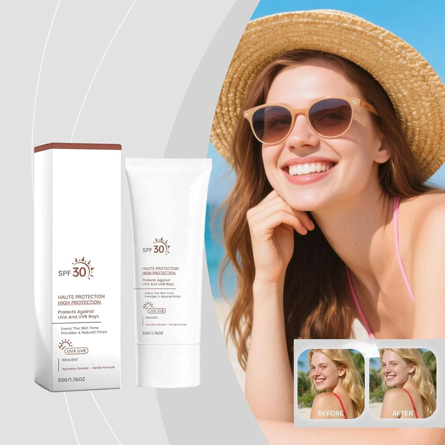 Солнцезащитный крем для лица с тоном SPF30, NourishNur, 50г — фото 2