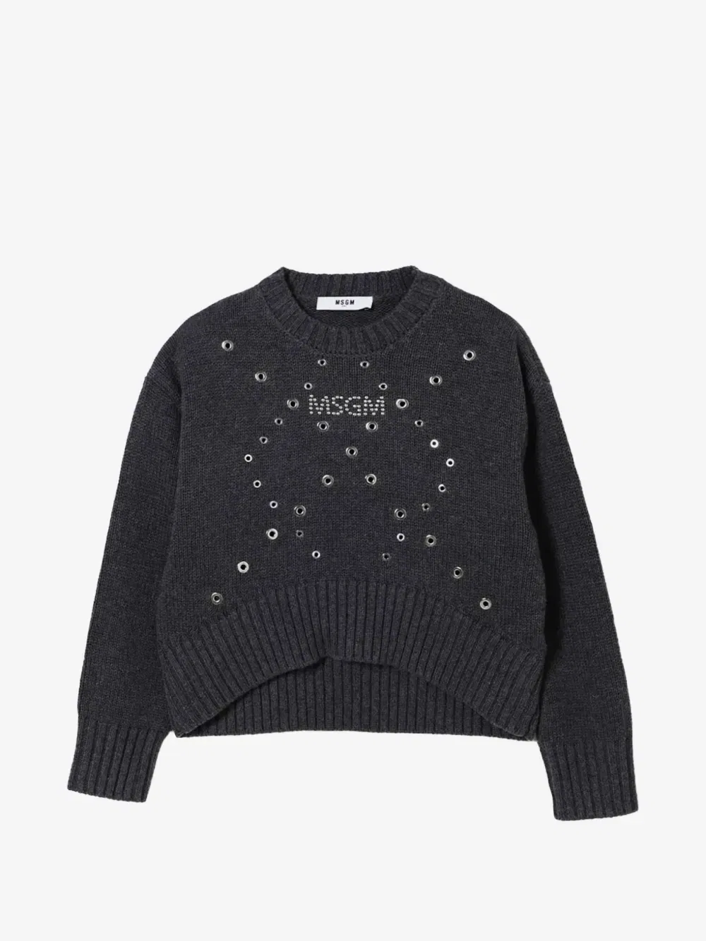 Свитер с люверсами и логотипом MSGM Kids, серый