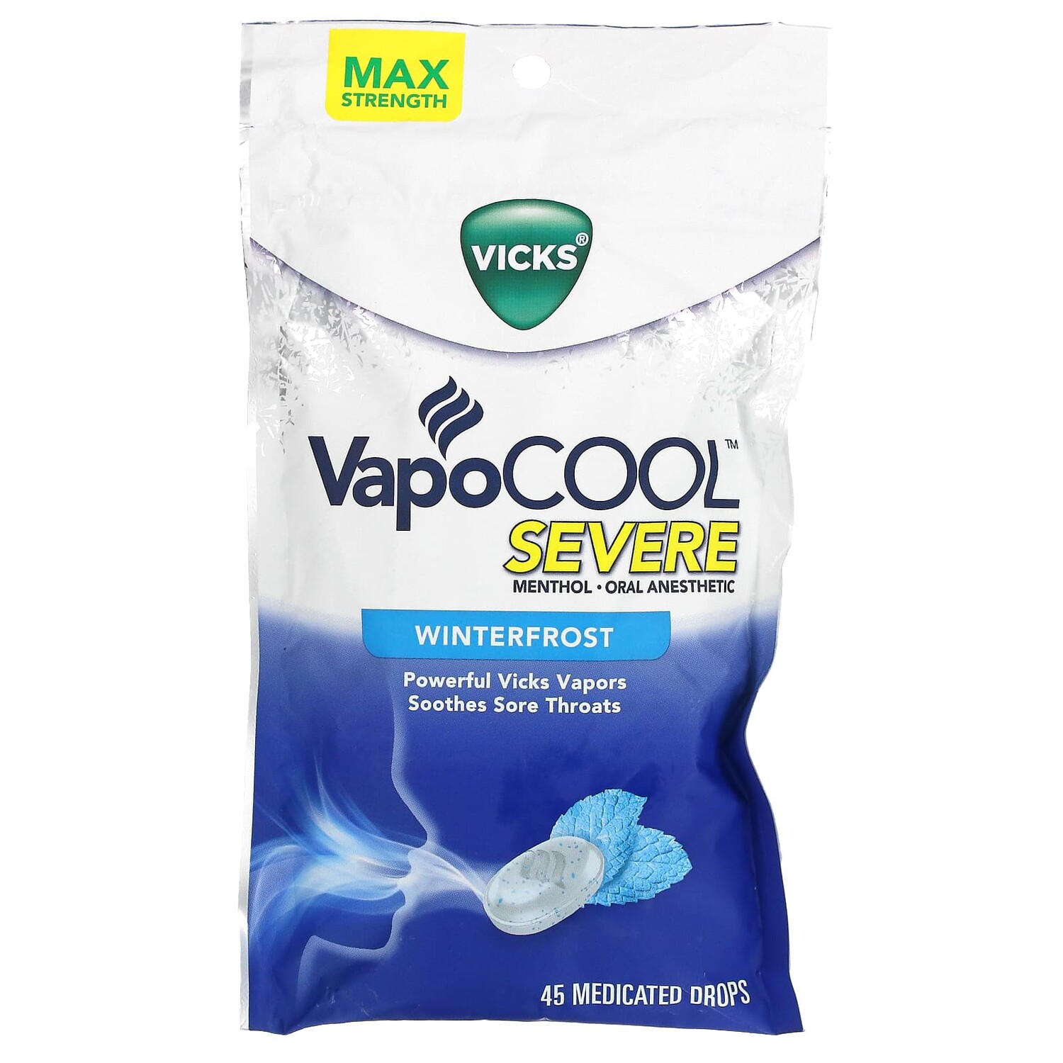 

VapoCool Severe, морозная свежесть, 45 лечебных леденцов Vicks