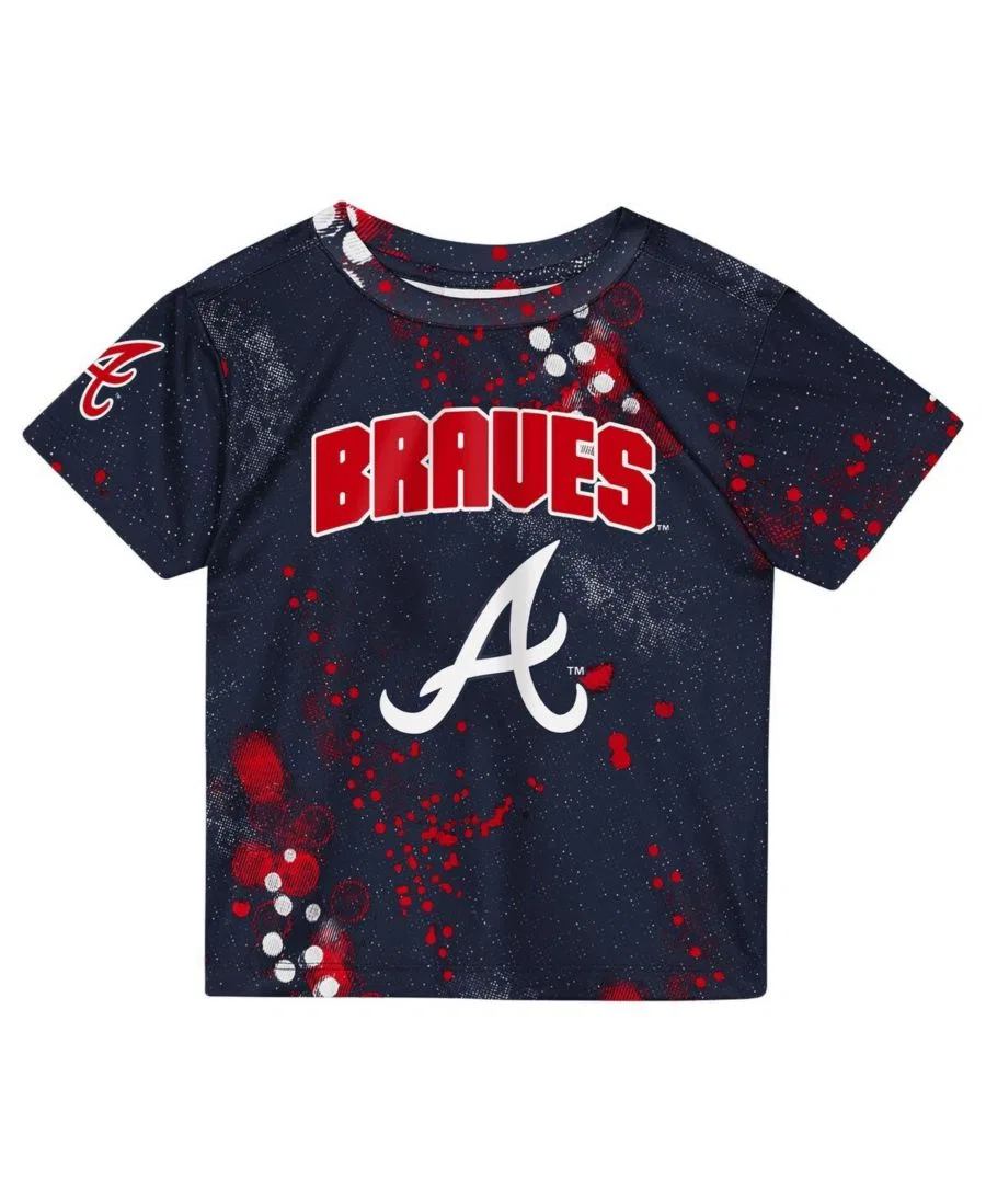 Детский комплект из футболки и шорт с принтом Atlanta Braves Pinch Hitter Infielder Outerstuff, Navy — фото 2