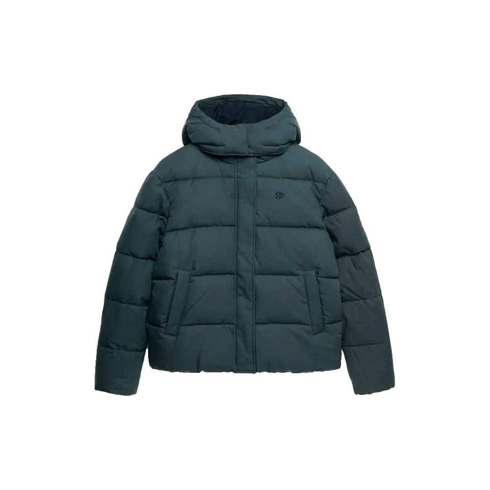 Женский стеганый пуховик с капюшоном Premium Check Superdry, Blue — фото 3
