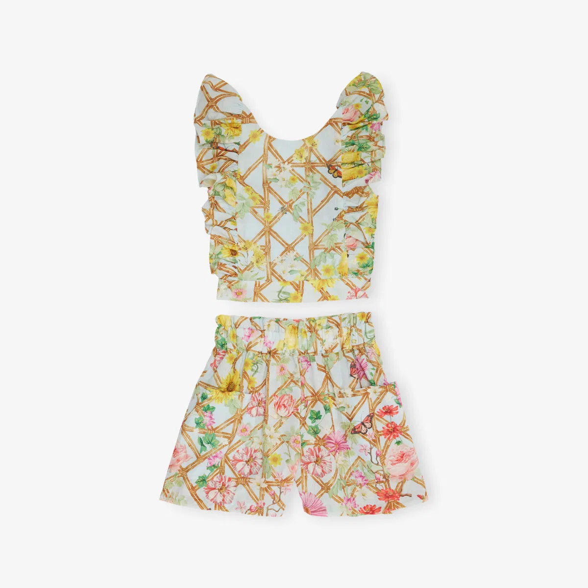 Комплект Lapin house x mary katrantzou: топ и шорты с цветочным принтом Sky Lattice, размер 12 месяцев - 12 лет, мультиколор