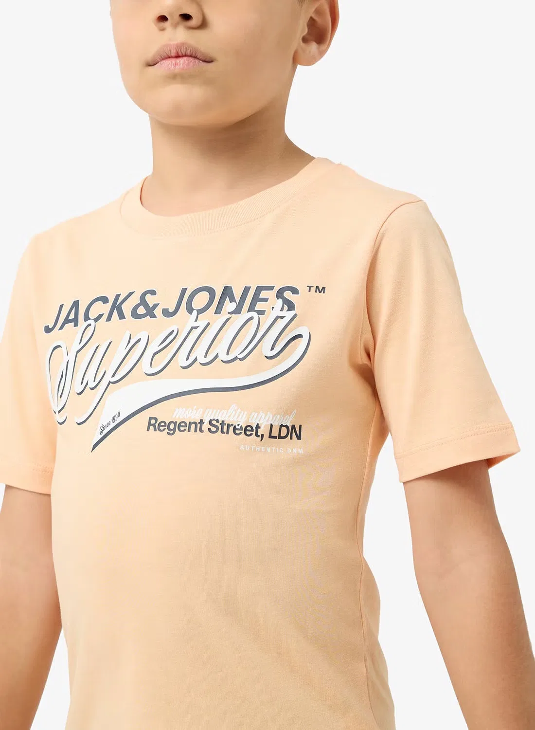 Футболка с логотипом для мальчиков Jack & Jones Junior, бежевый — фото 3