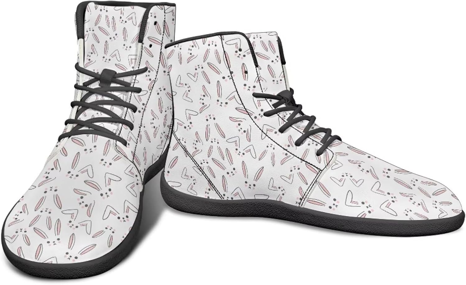 

Мужские кроссовки с высокой посадкой и рисунком животных без подошвы с нулевым перепадом, с резиновой подошвой для бега, походов и путешествий Watdotory, Cute Bunny Pattern