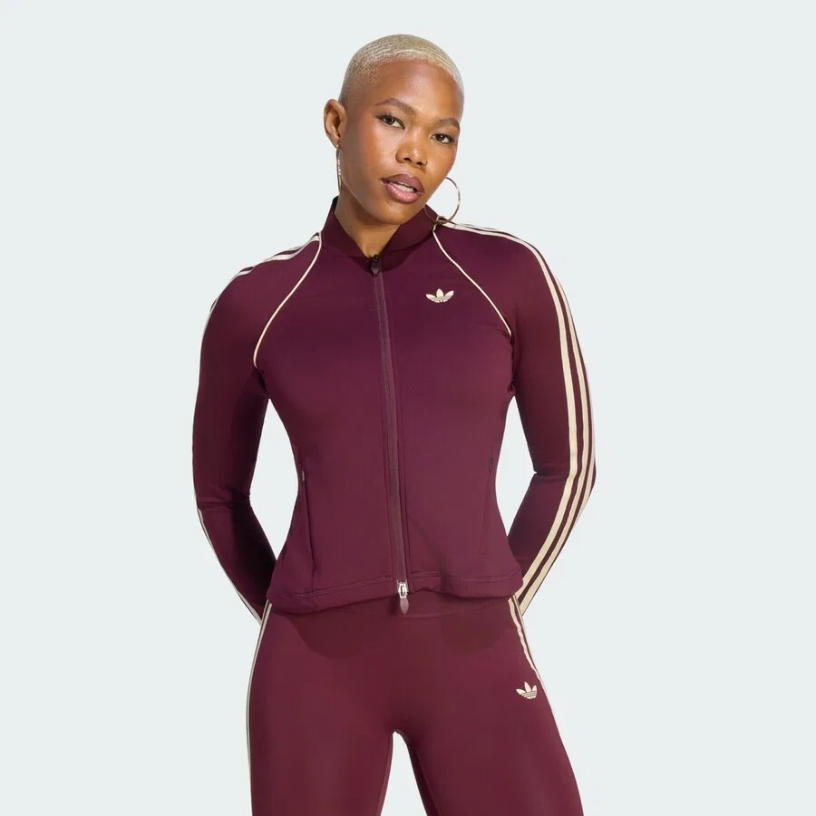 Спортивная толстовка на молнии ADIDAS PERFORMANCE Athletic Zip-Up Hoodie 'SST' бордового цвета — фото 2