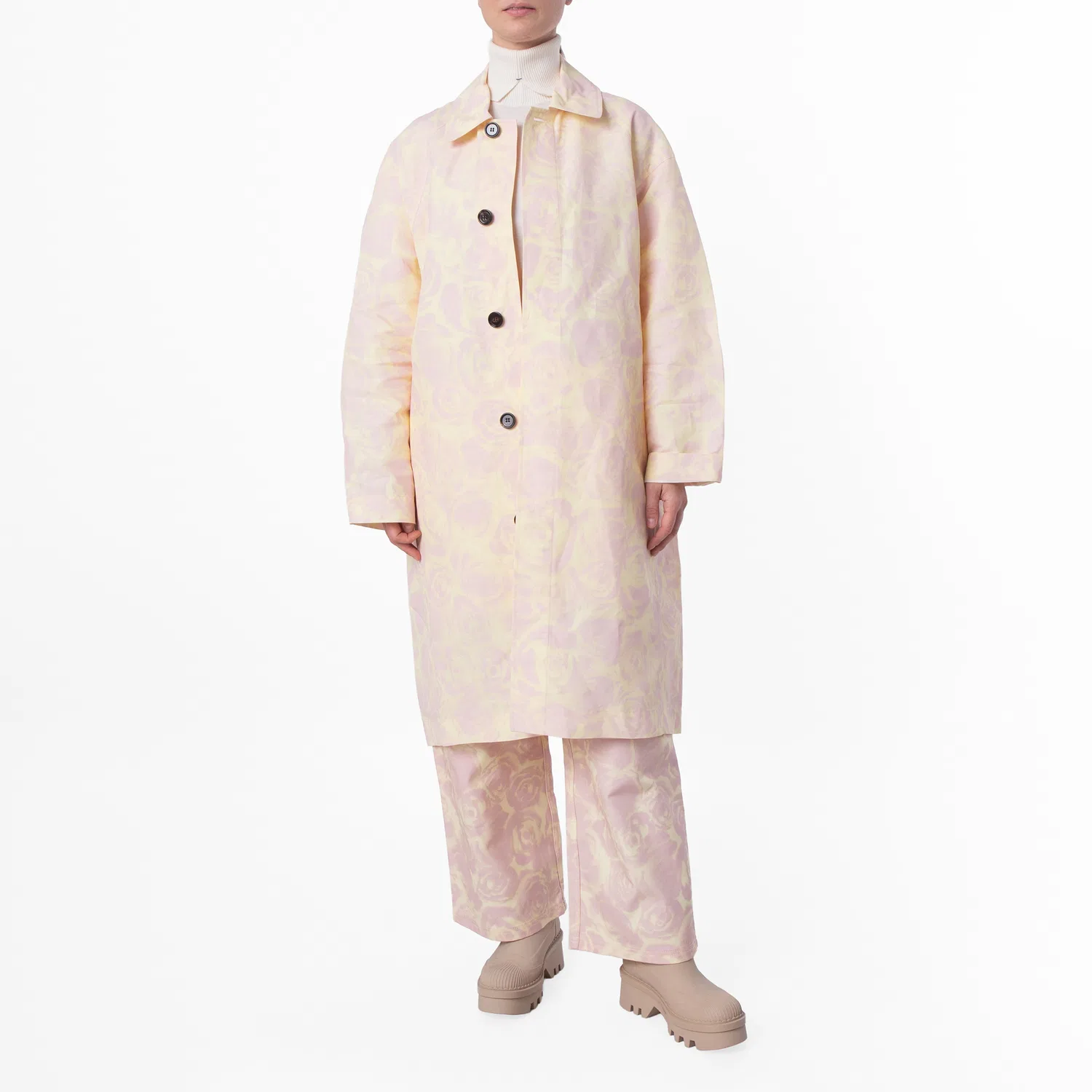 Пальто с принтом Rose Print Taffeta Coat Burberry, Cameo Ip Pattern