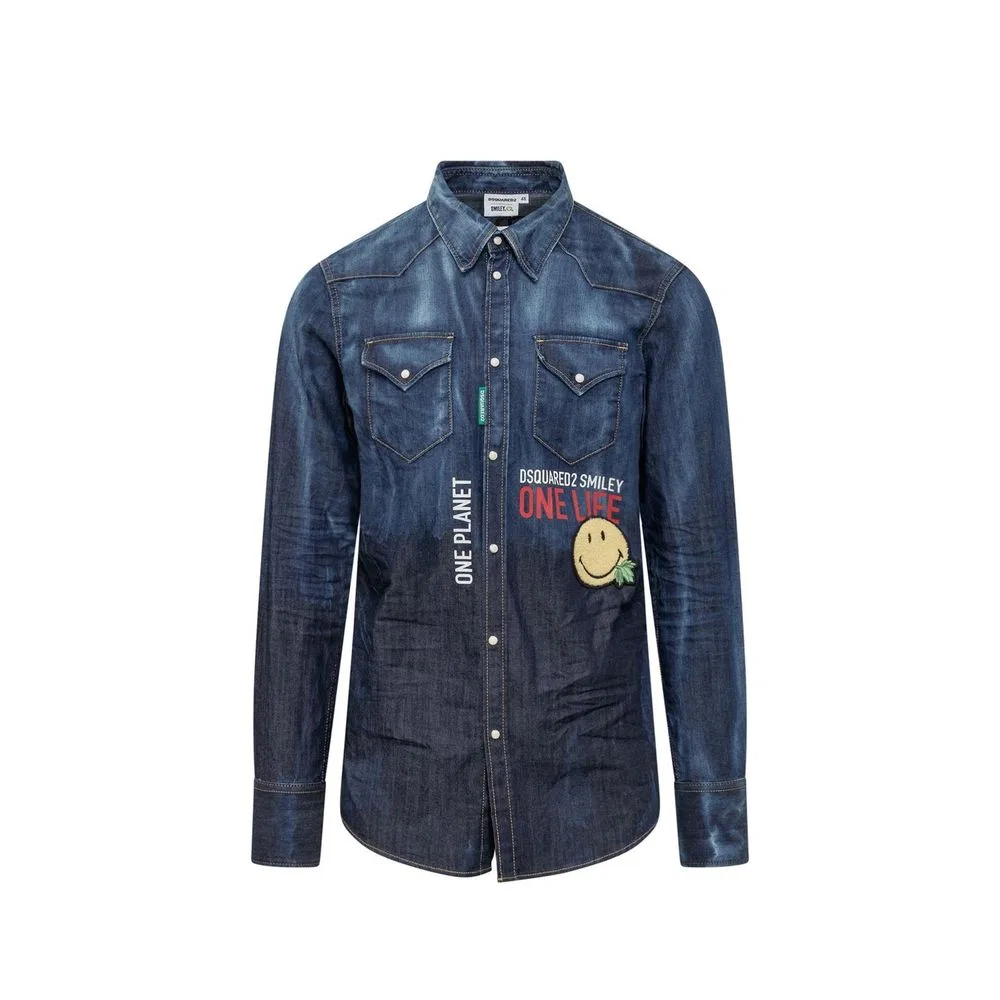 Мужская рубашка с длинным рукавом Blue Denim Shirt Dsquared2, Blue