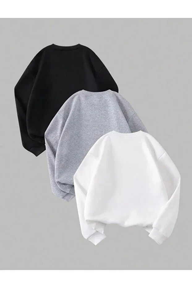 Детские свитшот для девочек с принтом Sportswear No Plan, Graywhiteblack — фото 2