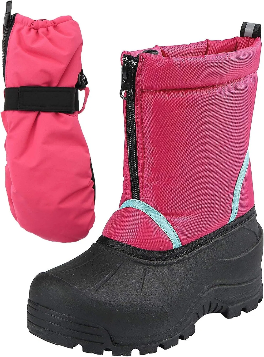 Детские зимние снежные ботинки с варежками в комплекте Northside, Fuchsia/Aqua