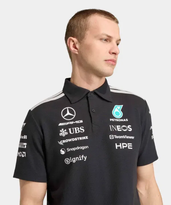 Поло Mercedes-AMG Petronas F1 Team Engineer, Adidas, черный — фото 4