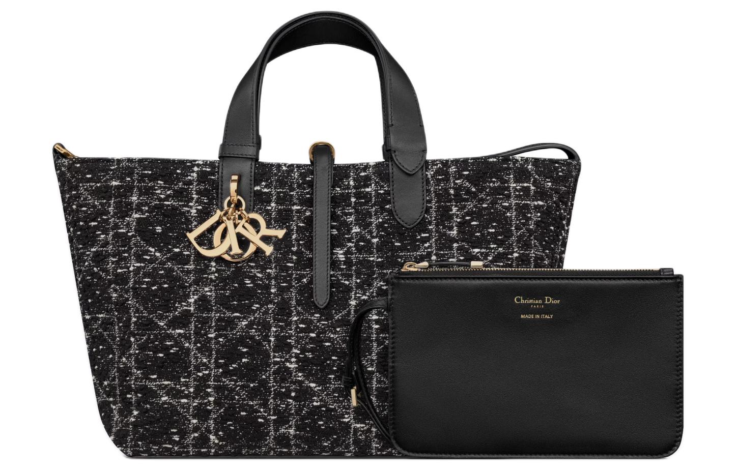DIOR Сумка Toujours Tweed с вышивкой, женская средняя наплечная, черная — фото 2