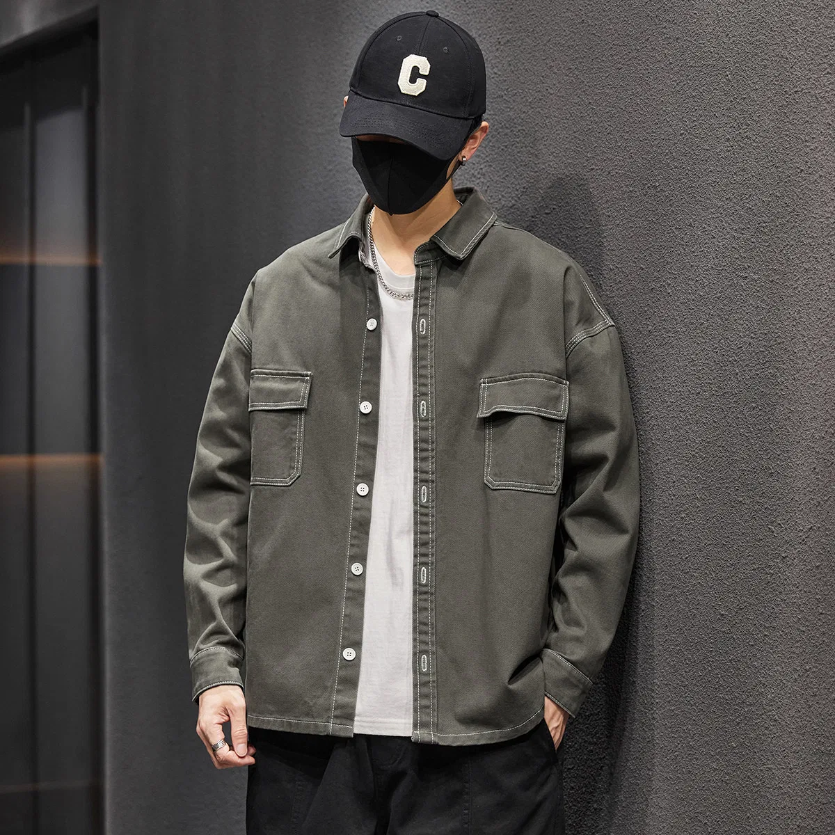 Детское джинсовое пальто с отложным воротником Tonlion, Dark Gray — фото 4