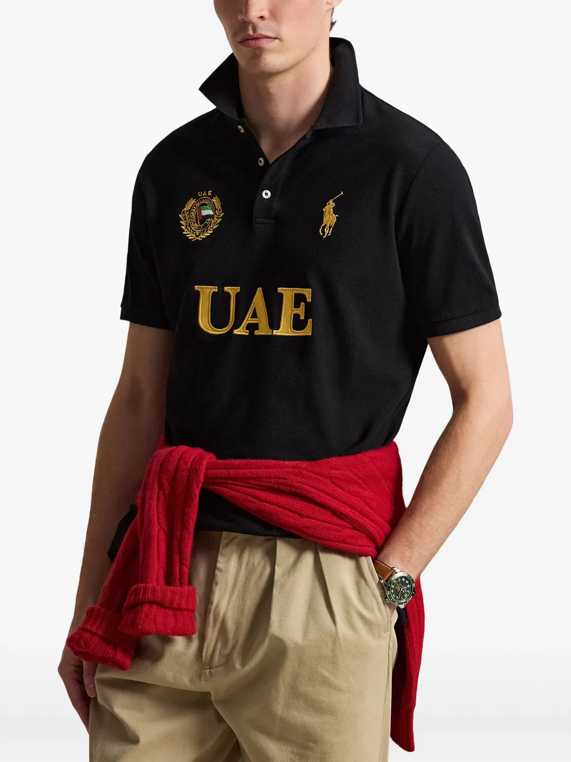 Рубашка поло UAE с вышитым логотипом Polo Ralph Lauren, черный — фото 2