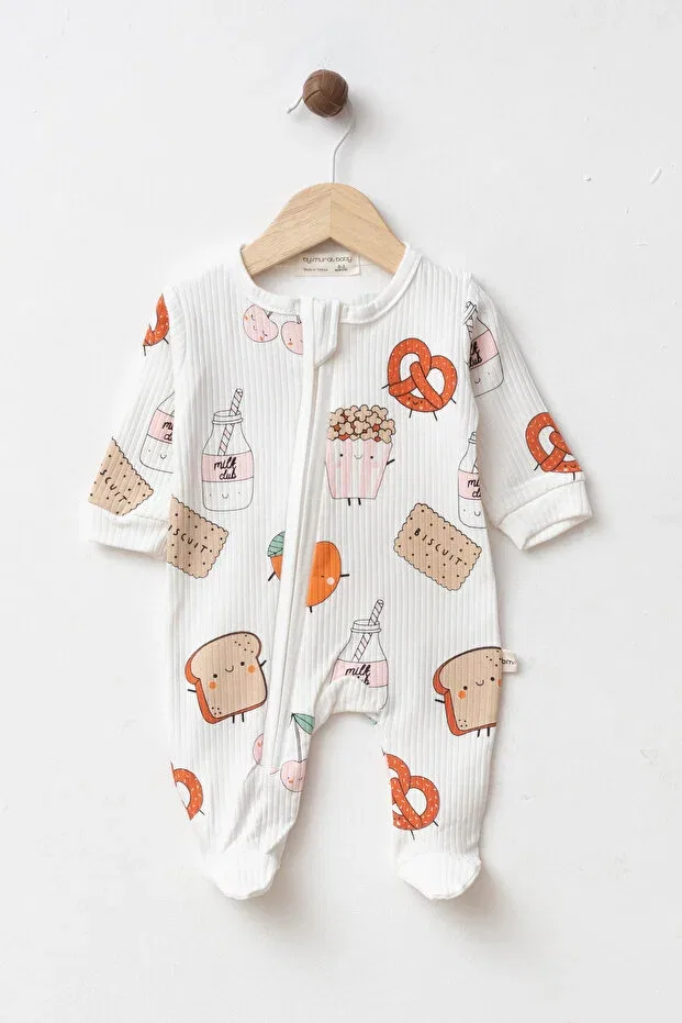 Детский комбинезон для новорожденных хлопковый с принтом Milk&Cookies Yukobaby Bebeğiniz Için En Doğalı, Multicolor — фото 4
