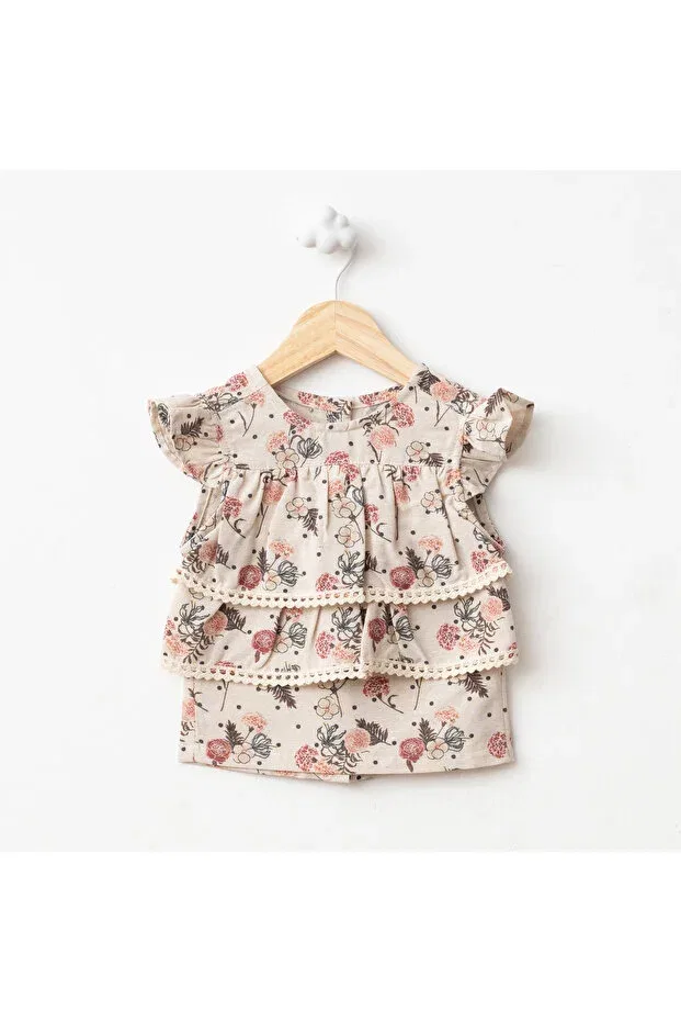 Детское платье для девочек с принтом Rose Print Ruffle Dress For My Baby, Red — фото 2