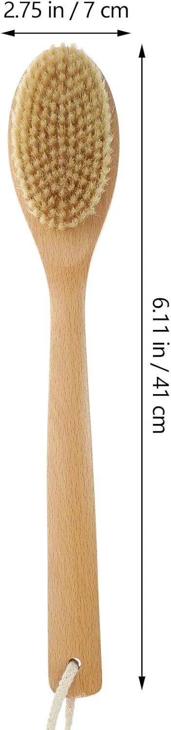 Щетка для тела из бука с длинной ручкой, MALUGOGO, Beige — фото 2