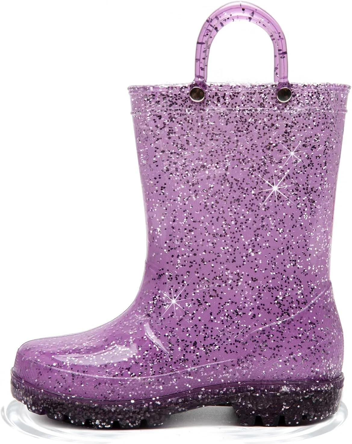 Детские дождевые сапоги для девочек с принтом HugRain, Glitter Purple