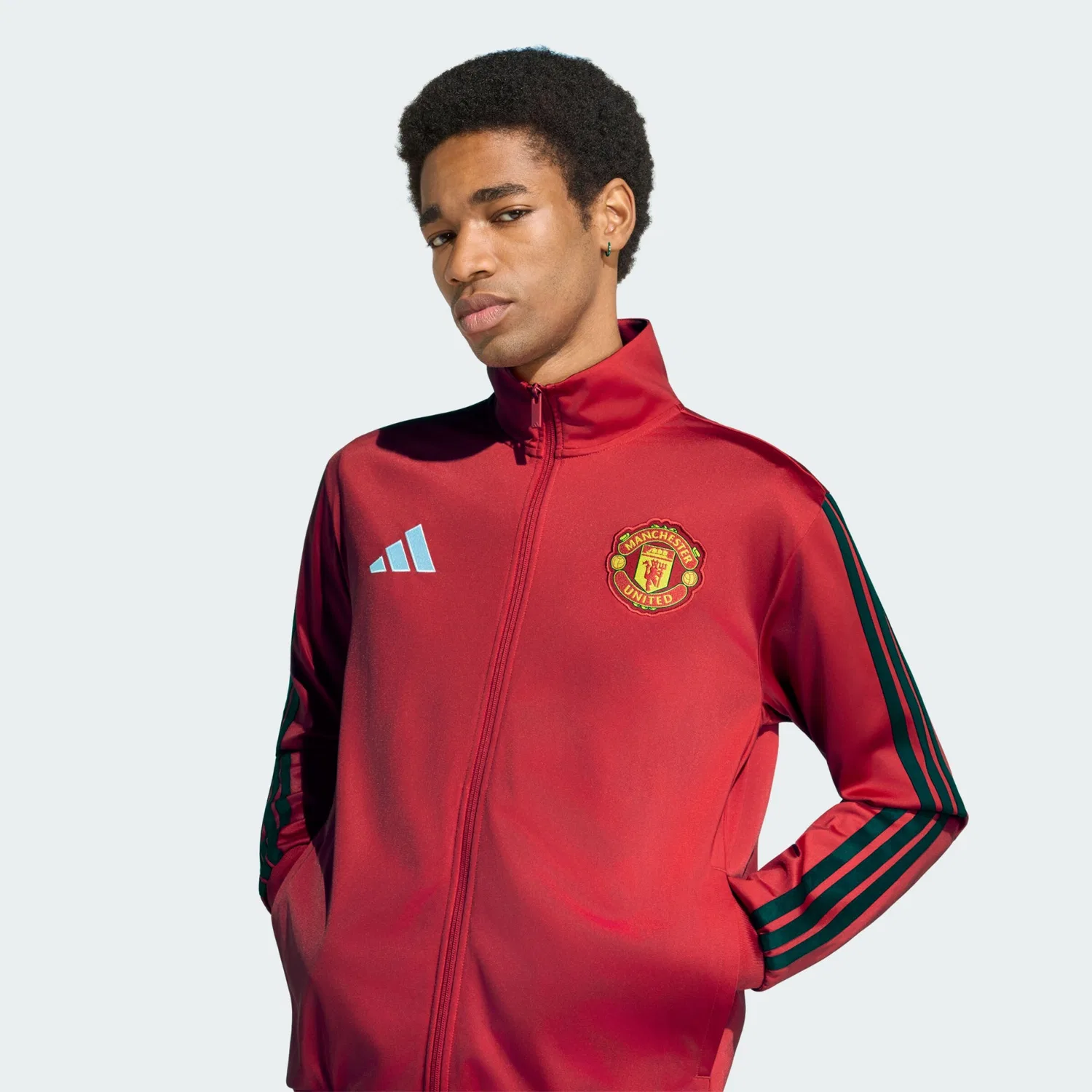 Спортивная толстовка на молнии Adidas Performance Manchester United DNA красного цвета — фото 4