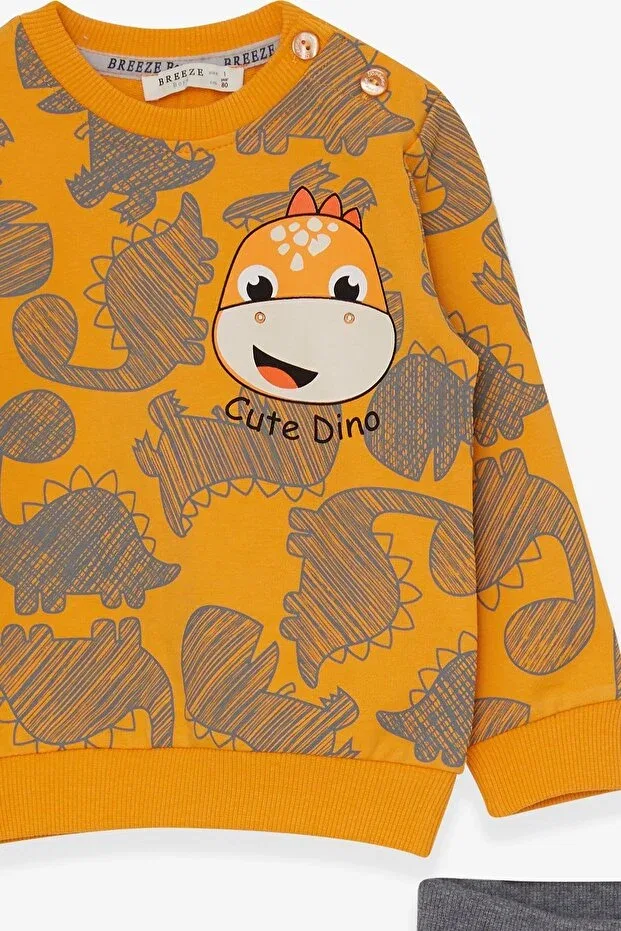 Детский спортивный комплект для мальчиков с принтом Dinosaur Printed Breeze, Yellow — фото 3