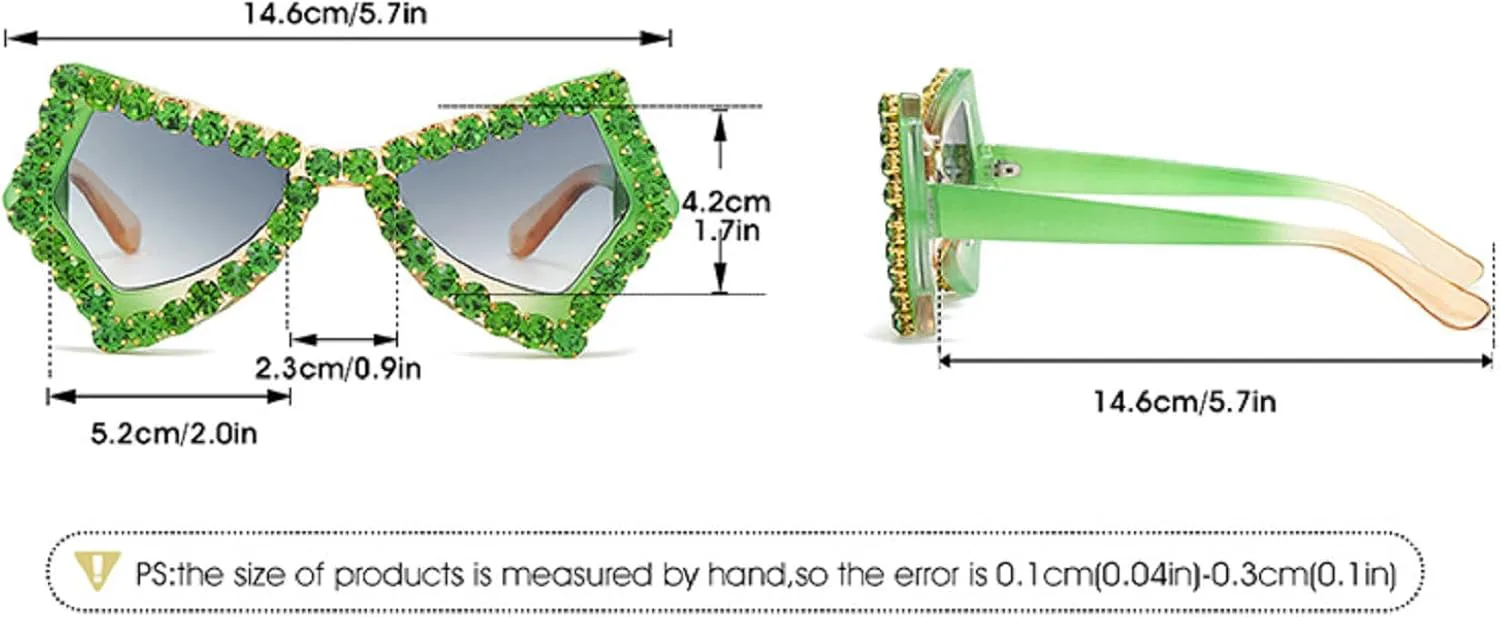 

Солнцезащитные очки неправильной формы со стразами для женщин, модные большие очки-бабочки с бриллиантами, блестящие очки для вечеринки mincl, 2pcs-white&purple